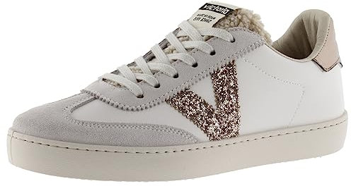 victoria Basket Berlín Ciclista Efecto Piel & Piezas Serraje & Logotipo Glitter 1126185 para Mujer Hielo 38