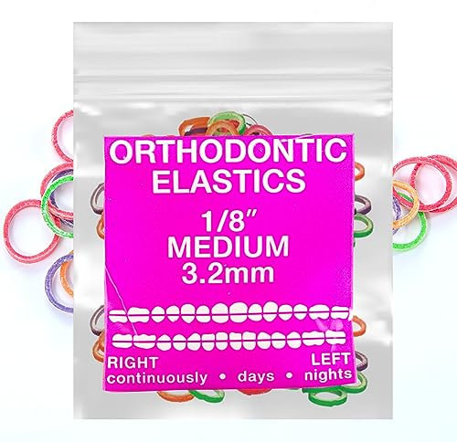 Neon Latex 100 counts, Intraoral Elastic Bands Orthodontic Elastics Dental Rubber Bands Made in US Medium 1/8'', Neon Latex