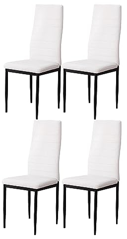 Pack de 4 Sillas de Comedor y Salón | Modernas y Cómodas | Tapizadas en Color Blanco | Modelo Serenity