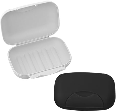 Lot de 2 porte-savon avec couvercle, porte-savon de voyage, porte-savon étanche et anti-fuite, porte-savon verrouillable, porte-savon verrouillable, porte-savon, convient pour les voyages, la salle de