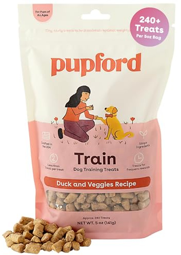 Pupford Freeze Dried Training Treats for Dogs & Puppies, 240+ Four Ingredient Bites (Duck & Veggies, 5 oz)