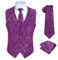 HISDERN Paisley Anzugweste Herren Lila Jacquard Floral Weste Krawatte Einstecktuch Taschentuch Set Hochzeit Party Anzug Weste Herren M