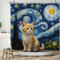 ASDCXZ Katze Duschvorhang 180x200 cm, Modern Abstract Kunst Blau Gelb Ölgemälde Niedlich Katze Bad Waschbar Duschvorhänge Vorhang Polyester Textil Wasserdicht Duschvorhang für Badewanne mit 12 Haken