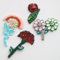 G-RUI 4 Stück/Los Blumen Strass Perlen Patches für Kleidung Nähen auf Floral Pailletten Applikation Dekorative Parches für Kleidung Taschen DIY bestickte Blumenabzeichen