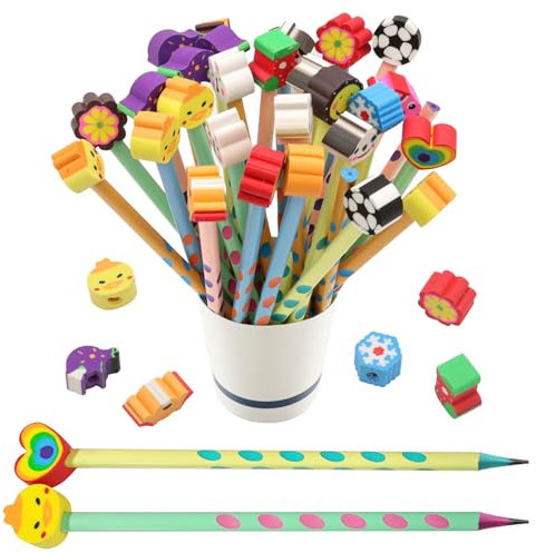 ZOCONE 30 Stück Dreikant Bleistifte mit Radiergummi Kinder Bleistifte Grundschule HB Bleistifte Kinder Schule Schreiblernbleistift Dreikant Bleistifte Kindergeburtstag Geschenke für Kinder Schule