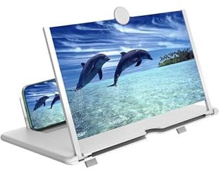 Lupa de pantalla de teléfono móvil de 16 pulgadas, pantalla de proyector 3D HD para películas, videos, soporte plegable para teléfono con amplificador de pantalla, compatible con todos los teléfonos
