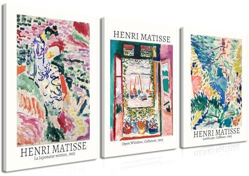Matisse Leinwand-Kunst-Set, Henri Matisse, abstrakte Landschaft, Wanddekoration, Gemälde, Vintage-Kunstdruck, ästhetische Bilder, Poster, Drucke für Wohnzimmer, Badezimmer, Schlafzimmer,