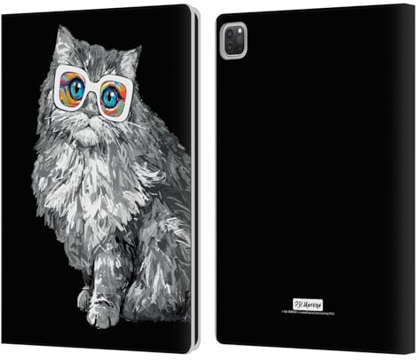 Head Case Designs Offizielle P.D. Moreno Weiße Brille Für Kätzchen Schwarze Und Weisse Katzen Leder-Wallet-Hülle Kompatibel mit Apple iPad Pro 13 M4 2024