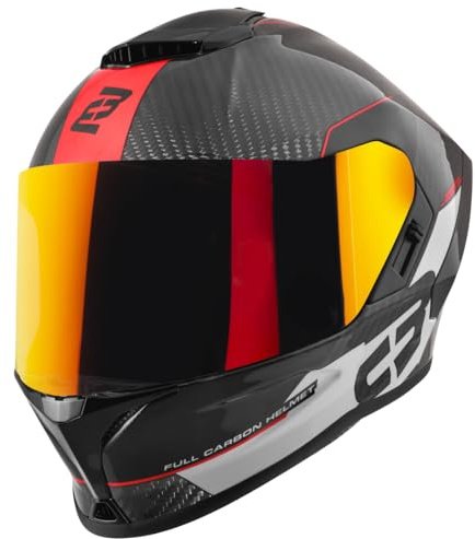 Bogotto Phantom Combo Carbon Helm, schwarz/rot/weiß, M