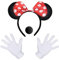 iZoeL Damen Maus Mouse kostüm Haarreif mit Maus Ohren Rote Schleife und Schwarz + weiße Handschuhe + Nase, Damen Mädchen Faschingkostüme Halloween Karneval Mottoparty kostüm
