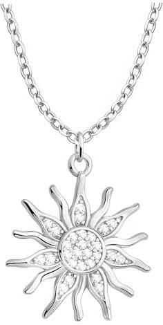 Sofia Milani - Damen Halskette 925 Silber - mit Zirkonia Steinen - Sonnen Anhänger - N0871