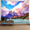 Homxi Wandteppich Klein 210 x 140 CM,Landschaft See und Berg Wall Tapestry Wandbehänge Polyester Blau Weiß