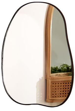 Black Irregular Wall Mirror C 30x40cm Thin Metal Modern Pebble Minimalist Bathroom Decor