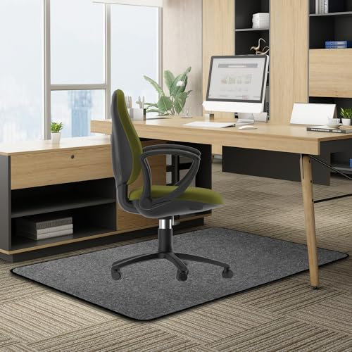 MUEZDUR Office Chair Mat for Carpeted & Hardwood Floor, 120x90cm Carpet Protector Chair Mat for Home Office Rolling Chair Easy Glide Heavy Duty Folding Mat (Dark Grey)
