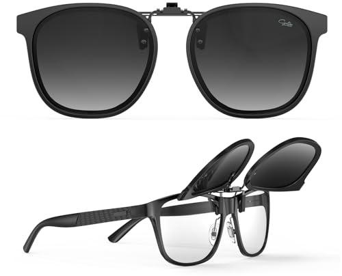 Goiteia Sonnenbrille zum Anklippen über verschreibungspflichtigen Brillen | modisches gerahmtes Design zum diskreten Verbergen Ihrer Brille, einfach an- und auszuziehen, einhändig