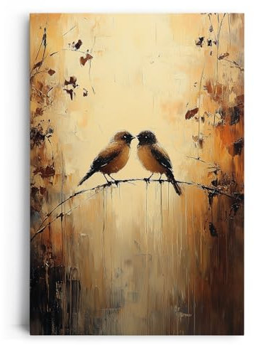 Paul Sinus 40x60cm Wandbild Magie der Begegnung – Zwei Vögel auf Ast in warmem Licht als Symbol für Nähe, Liebe und stille Harmonie