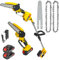 Cordless Pole Saw, 2 in 1 High Branch Saw & 6 Inch Mini Handheld Chainsaw with 2 x 1.5Ah Battery and Charger, 5.9Ft Extension MAX Reach, Long Reach Chainsaw for Garden Tree Trimming