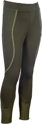 HKM Claire Fond 1/1 en Silicone Leggings d'équitation pour Enfants Gris-Vert 122/128