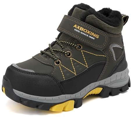 TARELO Bottes de Neige pour Enfants Chaussures de RandonnéE pour GarçOns Bottes d'hiver Chaudes et AntidéRapantes pour Enfants avec Boucle AntidéRapante Pointure 32-39 EU