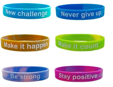 ZENRUIMING Motivierende Silikon-Armbänder – neue Herausforderung, geben Sie nie auf, machen Sie es passieren, lassen Sie es zählen, stark sein, bleiben Sie positiv