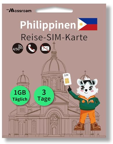 3-in-1-SIM-Karte für die Philippinen – Prepaid-Datentarife | 1 GB Daten täglich, 3 Tage | Unbegrenztes Internet mit 4/5G-Geschwindigkeit