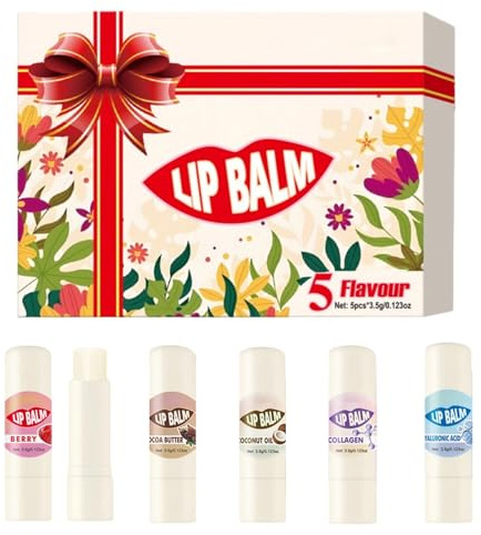 Balsamo per Labbra 5 Pezzi Crema Effetto Volumizzante a Lunga Durata | Balsamo Per La Cura Delle Labbra Per Donna Idratazione Protezione Cura Pelle Giorno E Notte Viaggio E Inverno