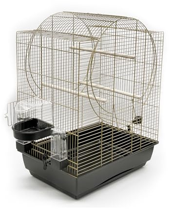 Premium Vogelkäfig Käfig Emma 72x54x38 cm Gold schwarz Vogelhaus Kanarien Wellensittiche Exoten