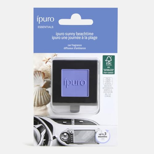 ipuro Car Line Autoduft Clip SUNNY BEACHTIME - Auto Lufterfrischer mit Grapefruit, Minze, Rose & Tonkabohne Duft - Autoparfum frisch sommerlich & belebend - Duftclip für Auto Innenraum