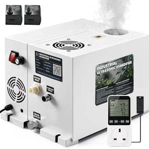 NEWTRY Industrial Humidifier 10KG/H Heavy Fog Output, 2 Autofill Methods | Adjustable Mist Voume, Highly Concentrated Airflow, Compatible with OD75mm PVC Pipes
