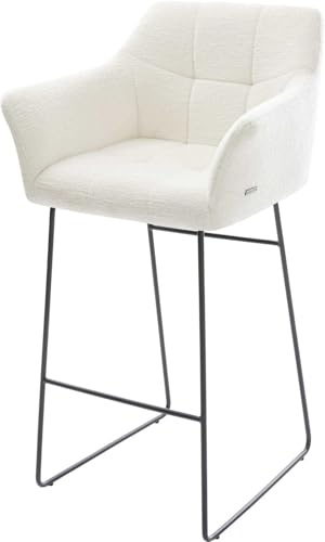 DELIFE Barstuhl Yulo-Flex Kufengestell Metall Schwarz Bouclé Soft Beige
