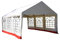 Nexos hochwertiges Festzelt Partyzelt Pavillon 4x6 m weiß/roter Rand mit Seitenteilen absolut wasserdichtes PVC Dach 400 g/m² extrem Starke Plane