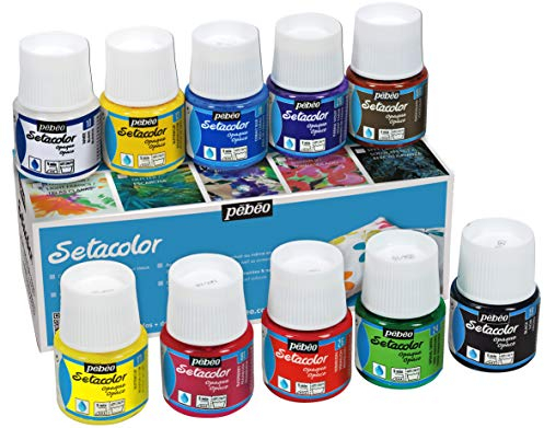 PEBEO 22603 Peinture Textile Sétacol Opaque Couvrante Lot de 10 45ml Assorties