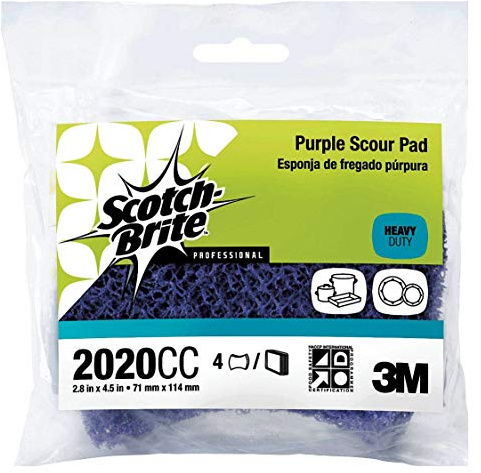Scotch-Brite Purple Scouring Pad 2020CC, 2.8 in x 4.5 in, 4/Pack