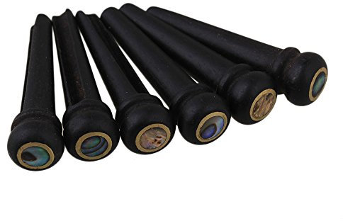 BQLZR Lot de 6 chevilles en ébène pour chevalet de guitare acoustique surmontées d'un point en abalone dans un cercle de laiton