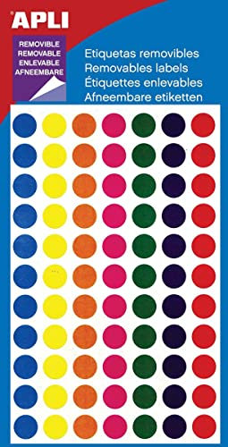 APLI 101857 - Pack of 308 Removable Tablets - Assorted Colours - Diameter 8 mm