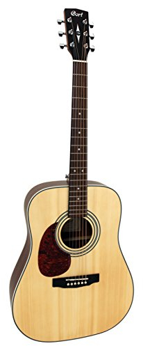 Cort EARTH70LHOP Dreadnought Acoustic Guitar Solid Spruce Top, Left Handed, Natural Open Pore