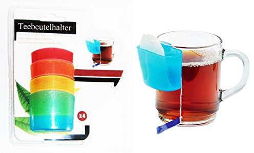 ECO 4X Teebeutelhalter mit Tassenhalterung Kunststoff Tassenutensilo Kekshalter 05