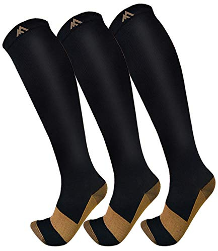 FuelMeFoot 3 Pack Compression Socks For Women Men Knee High Socks 15-20mmHg soccer socks fun copper ankle thick stockings women 10-13 gifts christmas accessories