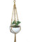 Suspension pour plante en macramé en corde de chanvre naturel 4 brins avec anneau en métal longueur 122 cm pour pot rond ou carré de 25,4 à 30,5 cm