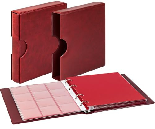 LINDNER Das Original Set: Karat-Münzalbum Classic mit Schutzkassette mit Griffmulden, weinrot