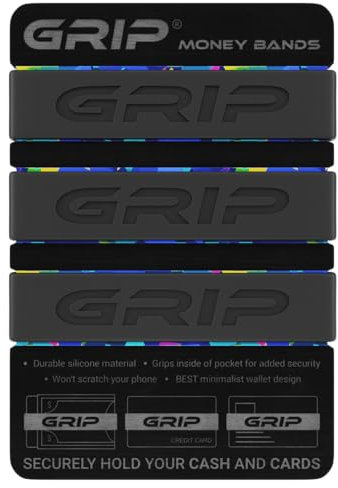 Grip Geldbänder (3er Set) Schwarz, Minimalistische Geldbörse, Geldklammer Alternative