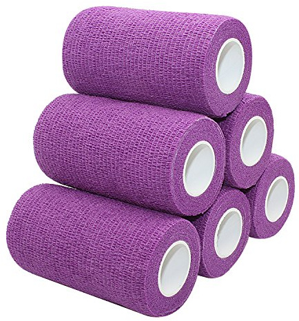 Comomed 6 rotoli viola garza elastica 7.5cm x4.5 m, benda flessibile, in tessuto non tessuto, involucri Athletic tape, Vet Wrap, benda Coesiva, adatto per la pelle sensibile