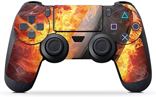 DeinDesign Skin kompatibel mit Sony Playstation 4 Controller Folie Sticker Eishockey Feuer