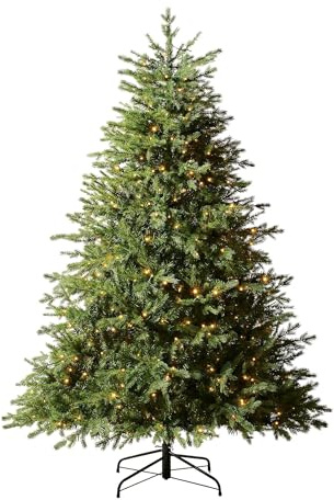WeRChristmas Pre Lit Realistic Christmas Tree 6ft, Warm White & Multicolour | 6ft Pre Lit Christmas Tree, Warm White LED Pre Lit, Over 2,100 Mixed PE & PVC Tips, 400 Dual LEDs, Foot Pedal, 1.8m