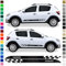 Auto-Dress Seiten-Streifen Aufkleber Set/Dekor passend für Dacia Sandero in Wunschfarbe (Schwarz-Glanz)