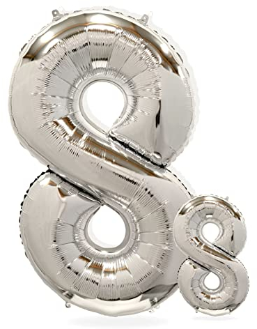 FUNXGO folienballon 8 Silber set - 2 Stück -100 & 38cm- luftballons Zahlen 8-8 Geburtstag - XXL Riesenzahl Geburtstagsdeko Set luftballon 8 silber ballon 8