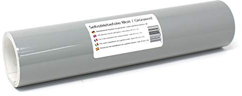 Finest Folia 3m x 31cm Plotterfolie 105 Farben Matt/Glänzend Selbstklebend Bastelfolie zum Plotten Möbelfolie (074 Mittelgrau, Matt)