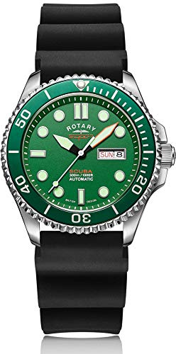 Rotary Super 7 Scuba 'Hulk' Automatik grünes Zifferblatt Silikonband Herrenuhr S7S003S, Armband