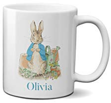 Willow Gifts Personalised Classic Rabbit Mug World Book Day Artistic Gift Idea Ceramic Handle Dishwasher and Microwave Safe (White)