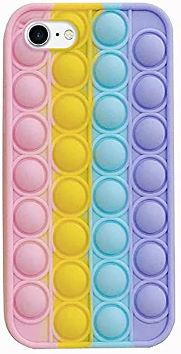 Herbests Kompatibel mit iPhone 8 / iPhone SE 2020 Fidget Toys Phone Case Pop Fidget Reliver Stressspielzeug Silikon Schutzhülle Stoßfest Handyhülle Push Pop Bubble Fidget Sensory Toy,Regenbogen